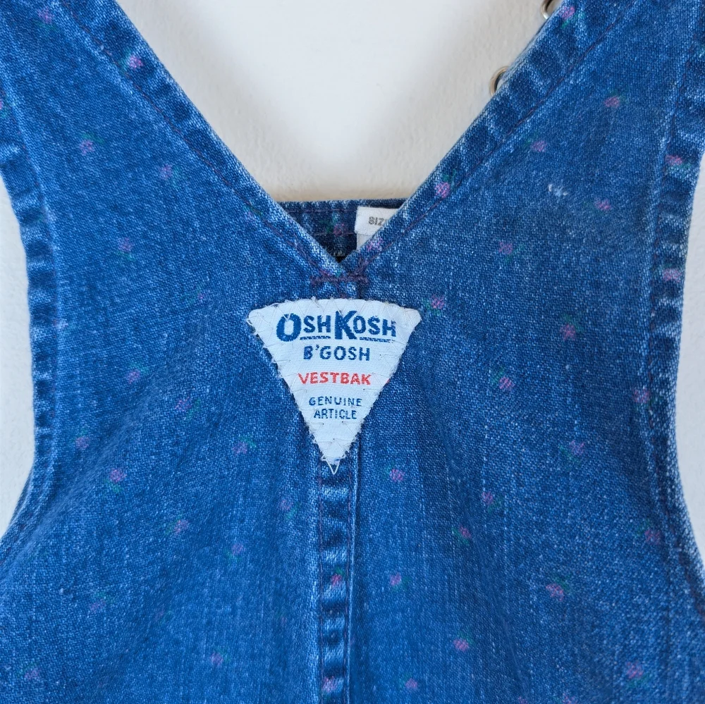 Vintage OshKosh B'gosh Faint Polka Dot Pattern Baby Vestbak Overalls